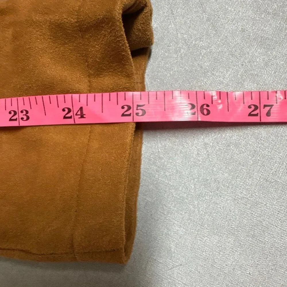 Ashley By 26 International Brown Faux Suede Moto Biker Jacket Medium Belted Crop